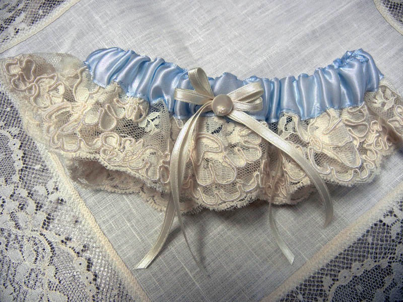Blue band with Ivory Lace Garter